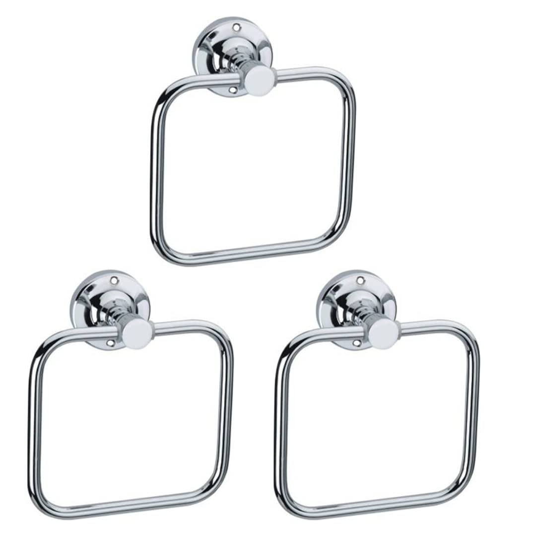 Cossimo - Stainless Steel Towel Ring for Bathroom/Wash Basin/Napkin-Towel Hanger/Bathroom Accessories (Chrome-Square)- Set of 3 pcs
