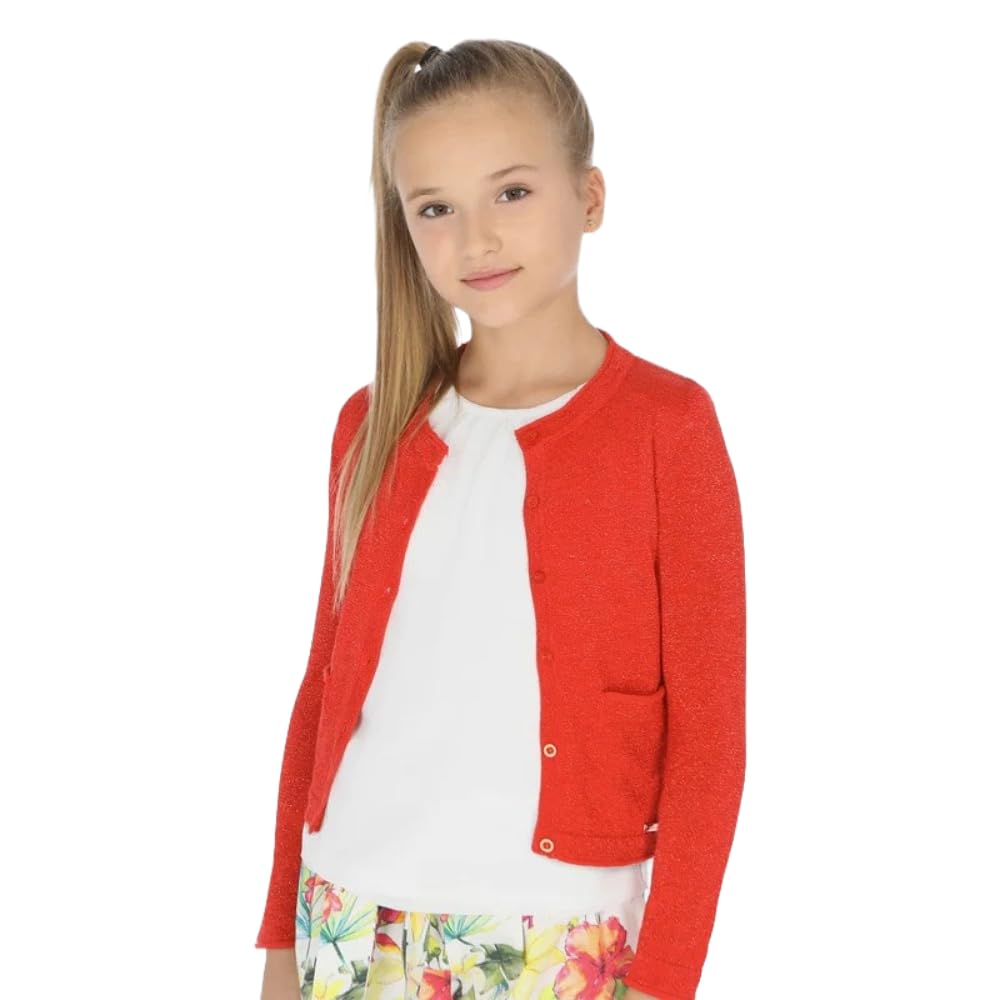 Generico Cardigan Bolero Chaqueta Niñas 6314 de Punto Brillante con Botones Delanteros y Mangas Largas Elegante y Versátil para Cualquier Ocasión