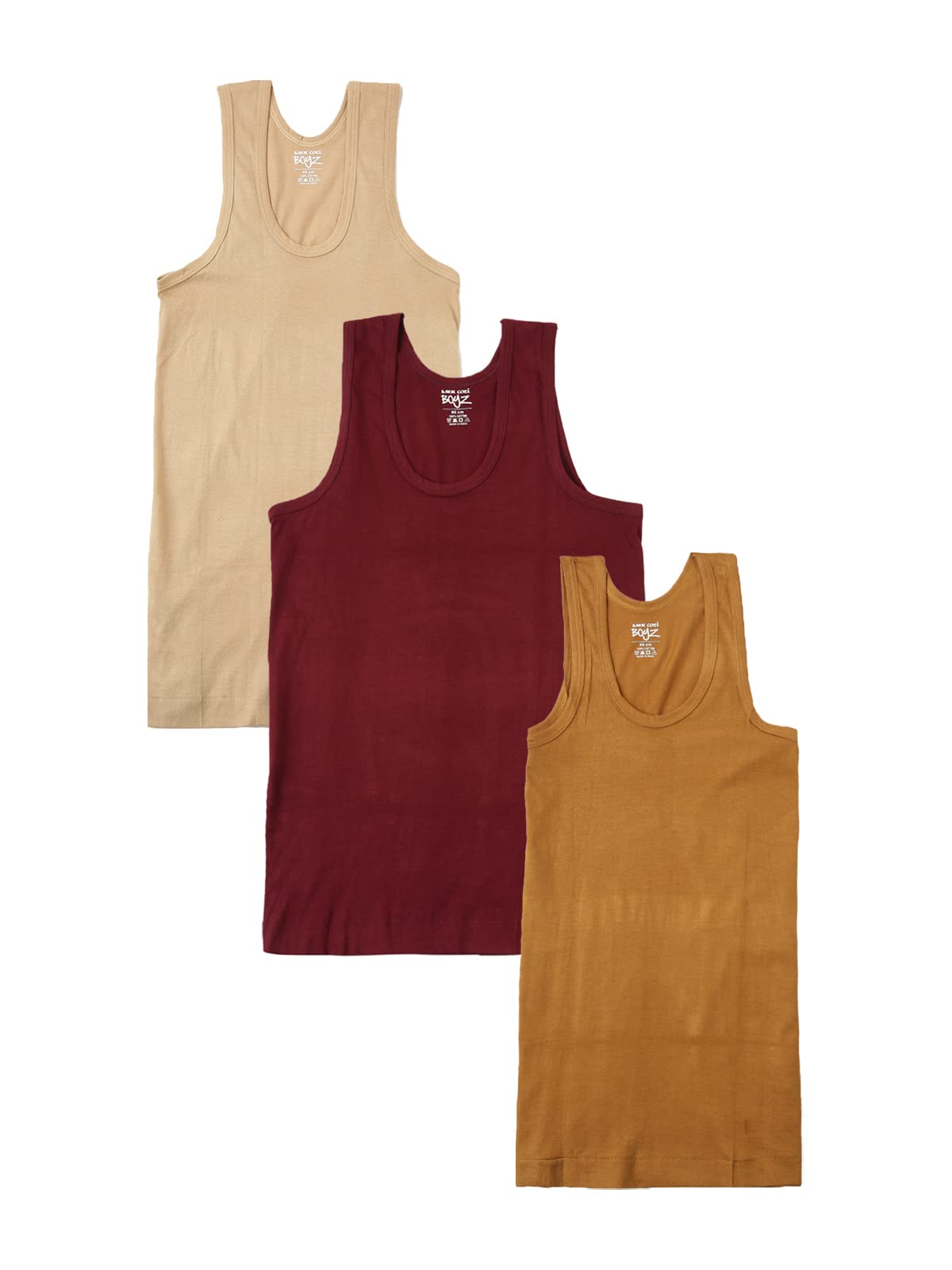 lux cozi Boy's Super Combed Cotton Round Neck Sleeveless Color Vest |Singlet Top|Cotton Vests for Boys|Boys Innerwear|Sleepwear|Nightwear|[Pack of 3]-picture-32