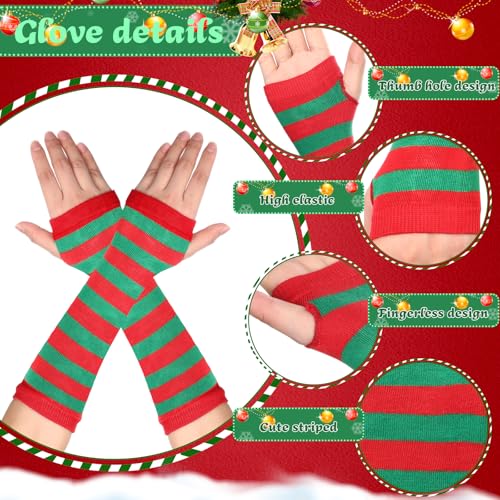Image of Geyoga Arm Warmers Leg Warmers Striped Thigh High Socks Fingerless Gloves Stockings Christmas Halloween