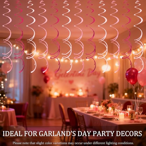 Image of 40Pcs Pink Hanging Swirls Party Decorations Plastic Spirals Streamers Foil Ceiling Decor for Pink-Themed Parties Birthday Baby Showers Valentine's Galentine's Day Bridal Showers