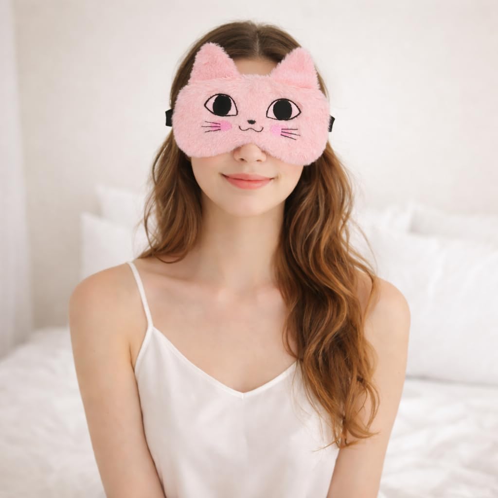 Jenna Eye Mask For Dark Circles, Dry Eyes, Cooling Eyes, Pain Relief, Redness, Eye Cooling Gel Pad Stretchable For Eye Relaxing, Sleeping For Women and Men(Color-Tomcat Pink)