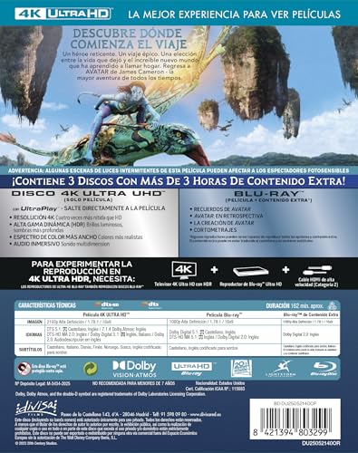Avatar 4K UHD + Blu-ray + Extras Edicion Remasterizada 2022 con Dolby Vision 3