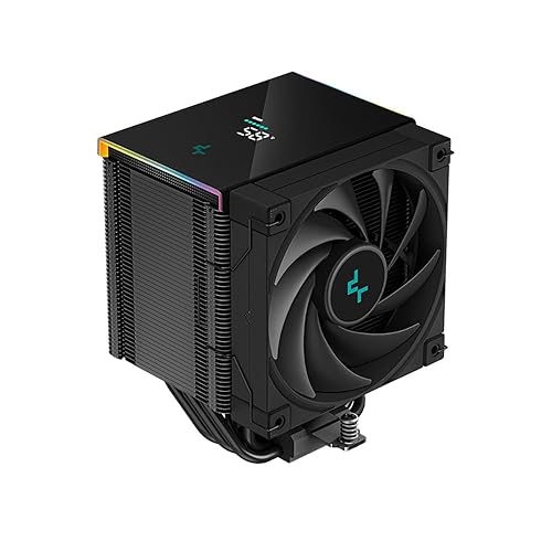 DeepCool Enfriador de aire digital AK500, torre ancha única, pantalla de estado de CPU en tiempo real, 5 tubos de calor de cobre desplazados,