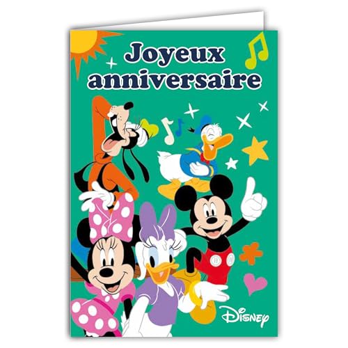 67-2003 Carte ANNIVERSAIRE Disney Mickey Mouse Minnie Mouse Donald Duck Daisy Duck Pluto Chien Licence Officielle Pour Enfant Fille Garçon BD Dessins Animés...