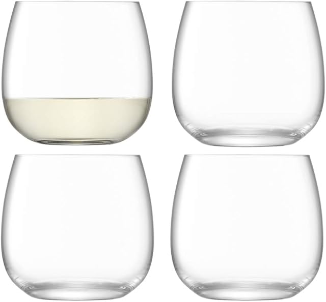 LSA Borough Stemless Glass 370ml Clear | Set of 4 | Dishwasher Safe | BG10