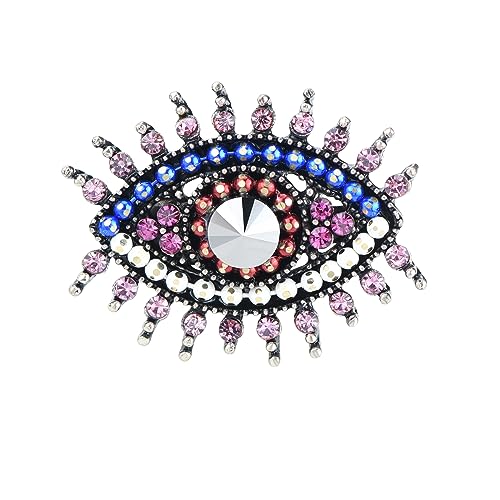 Image of Retro Evil Eye Brooch Fashion Unique Crystal Pearl Abstract Eyes Brooches Pin Badge for Women Bridal Jewelry Gift