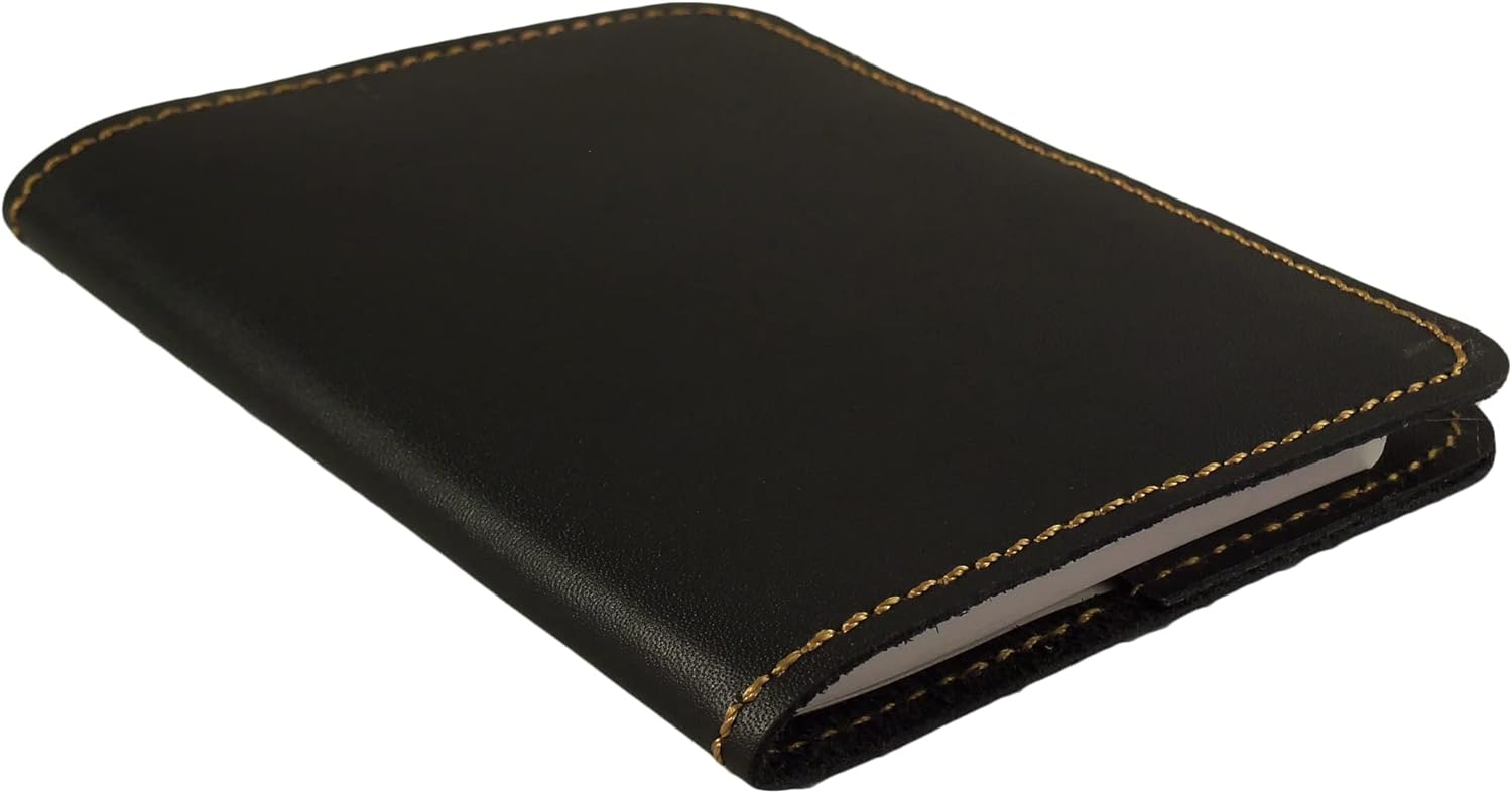 Rustic Ridge Leather Refillable Leather Pocket Notebook - Mini Composition Cover - Fits Standard 4.5 x 3.25 Mini Composition Book (Black)