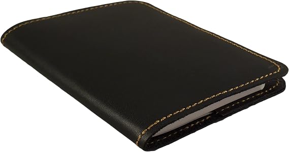 Rustic Ridge Leather Refillable Leather Pocket Notebook - Mini Composition Cover - Fits Standard 4.5 x 3.25 Mini Composition Book (Black)