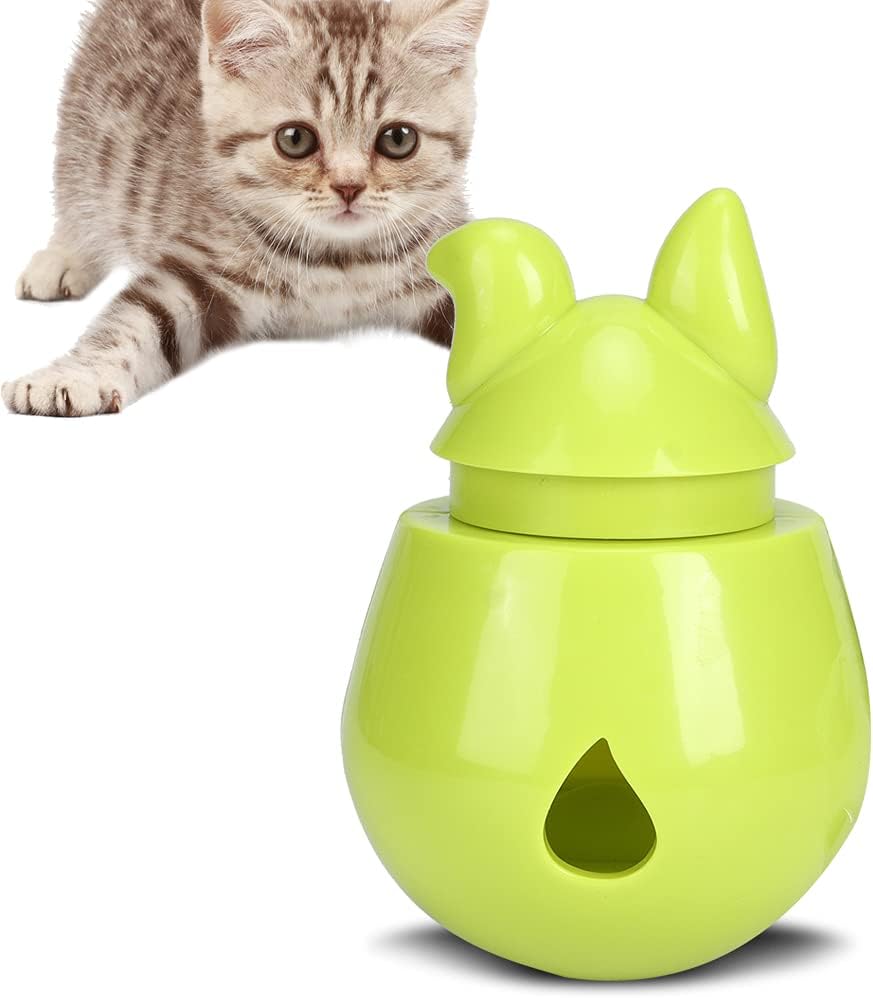 Pet Tumbler Slow Feeder Toy Food Puzzle for Cats and Small Dogs - ABS Material Feeding Leakage Toy with 4 Colors, Interactive Playing Toy to Relieve Boredom, Cute Tumbler Shape for Puzzle Play