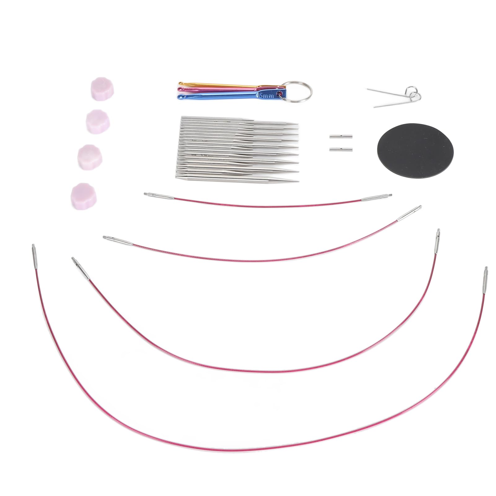 Generic Juego de Agujas de Tejer Circulares de Acero Inoxidable Perfecto para Principiantes Herramientas Intercambiables 18 Piezas para Uso Doméstico