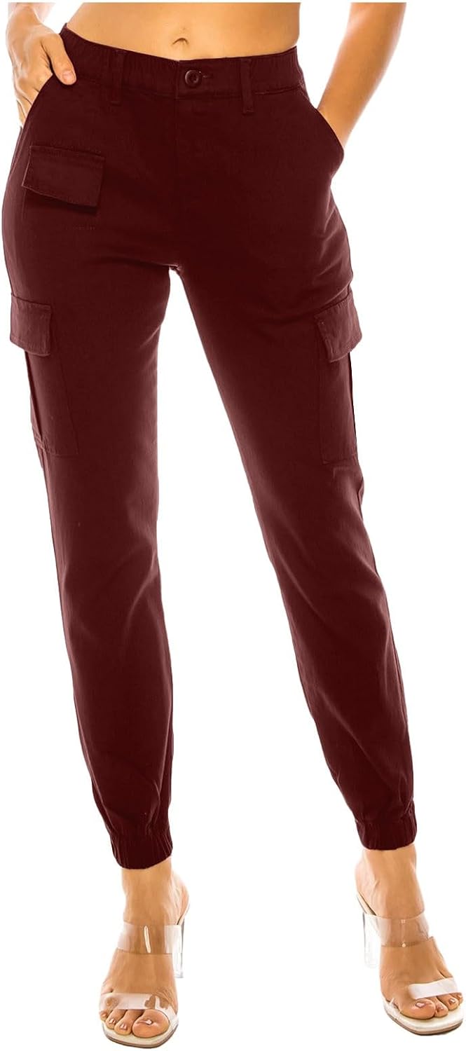 Women Cargo Joggers Outdoor Hiking Cargo Pants with Pockets Casual High Waist Stretch Tapered Trouser Ladies Dress Pants