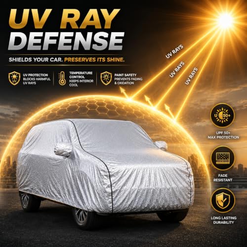 Image of Premium Waterproof Car Cover for Xcent | Soft Cotton Lining Heavy Duty Triple Stitched Heat Resistant Outdoor Cover Comes with Mirror and Antenna Pocket Full Bottom Elastic (Zig Zag Silver)