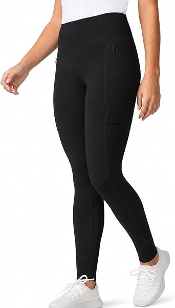 Free Country Womens High Waisted Leggings Zip Pockets UPF+ Gym Yoga Pants