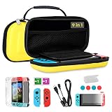 Tkoofn Tragetasche & Zubehör 9 in 1 Set für Switch, Eva Tasche für Switch + 2 Joy-Con Hülle + 2 Displayschutzfolie + Schutzhülle + 4 Daumen Kappen + USB Kabel + Kartenbüchse