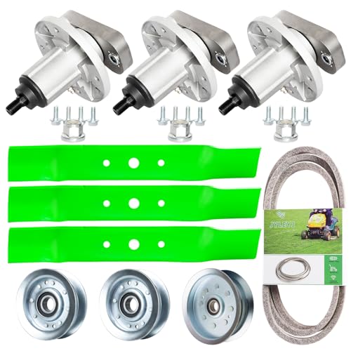 JYLEYJ 48 Mower Deck Rebuild Kit for John Deere L120 L130 Parts Includes 3 Spindle GY20050 GY20785 3 Blade GX20250 2 Idler GY20067 1 Idler GY22082 1 Be lt GY20571