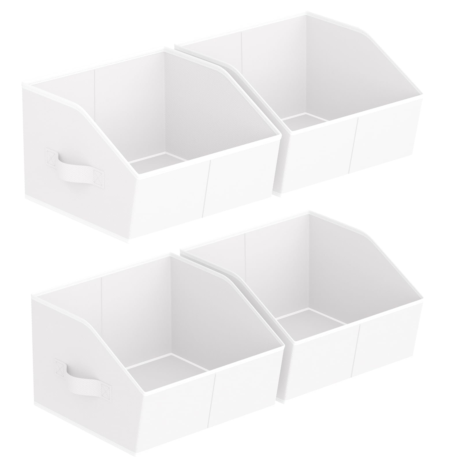 Homsorout Storage Bins for Shelves - Small Trapezoid Closet Shelf Organizer, Fabric Organization Bins with Handles, Storage Baskets for Clothes, Towel, Purse, 4 Pack, White