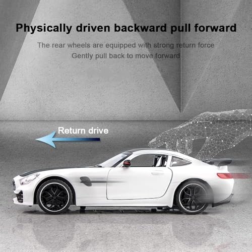 Image of Invite Enterprise 1:24 Diecast Model Alloy Mrcedes AMG GTR Alloy Metal Pull Back with 6 Openable Doors & Sound Light Toy car for Kids Best Gift Toys for Kids Boys (White)