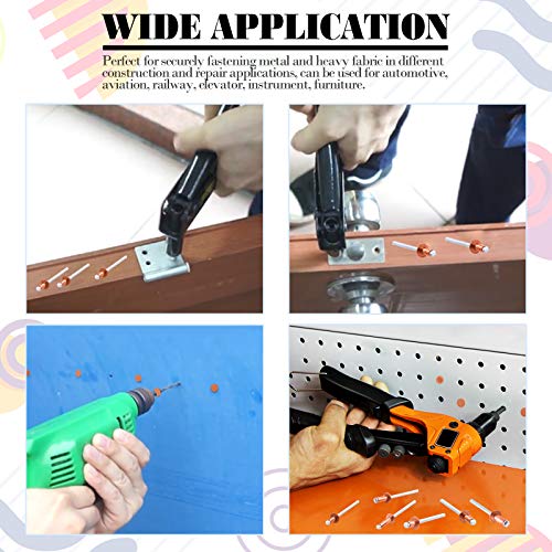 Glarks Blindnieten aus rotem Kupfer, 120 Stück, 6 Größen, für Blech, Automobil, Eisenbahn und Möbel