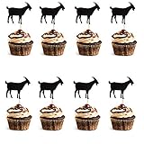 Unimall Pack of 24 Goat Black Glitter Cupcake Topper Goat Cupcake Toothpick Flags Birthday Wedding Party Decoration
