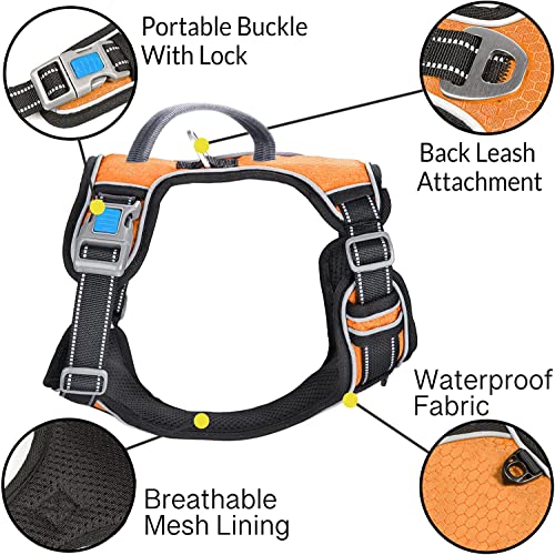 PetVogue-Reflective-Dog-No-Pull-Adjustable-Dog-Body-Belt-Vest-Harness-Soft-Padded-Easy-Control-Dog-Chest-Neck-Belt-No-More-Pulling-Or-Choking-for-Small-Medium-Large-Dogs-Size-Small-Orange