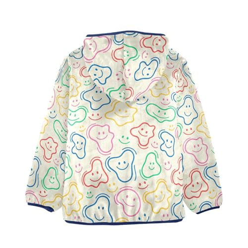 Retro Smile Girls Fleece Jacket Girls Fall Jacket Girls Zip Up Hoodie Girls Sherpa Jacket 2-10T2