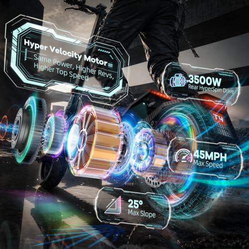 Electric Scooter Adults, 3500W/7000W/8000W Single/Dual Hyper Motor with 50/70/75 Miles Range Battery, Up to 45/55/58 MPH Top Speed, 10.5"/12" Tubeless Tires Commuting Scooter for Adults - Image 4