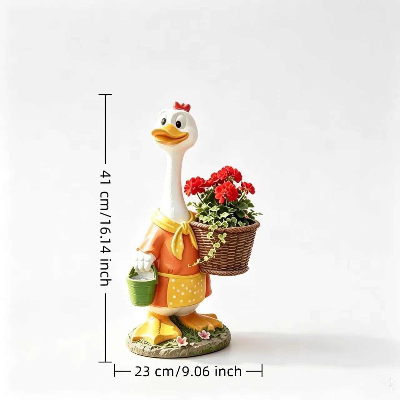 Large Resin Cute Duck Couple Planter Statue, Cartoon Duck Garden Sculpture Decor, Outdoor Landscape Ornament for Yard Lawn Balcony Flower Pot, Thanksgiving Garden Decoration, Goose Planter Sculpture image 3
