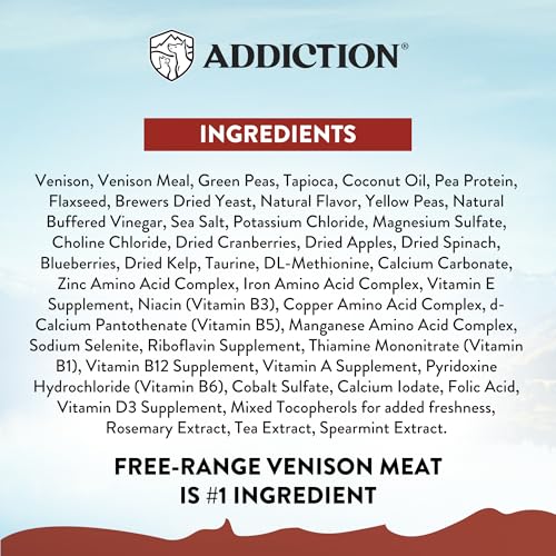 Addiction Viva La Venison Premium Grain-Free Dry Dog Food - Single Protein & Novel Meat with Probiotics - No Chicken, Beef, or Turkey - Ideal for All Dogs & Puppies 4lb - Thumbnail 6
