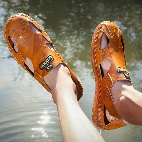 Men's Handmade Fashion Sport Sandals, Closed Toe Casual Summer Fisherman's Shoes, Slip on Soft Beach Shoes3