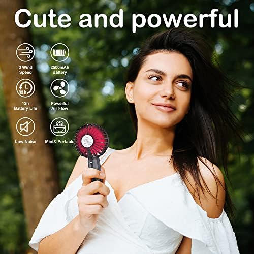 VersionTech Small Hand Fan Portable Handheld Mini USB Rechargeable Fans with 3 Speeds,Battery Operated Electric Powered Foldable Desk Desktop Fans for Women Girls Kids Home Office Travel Black