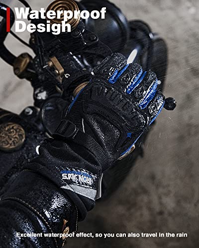 Iron Jia's Motorcycle Gloves Winter Warm Touch Screen Waterproof Windproof Protective Clothing (Blue, L) #TOP3