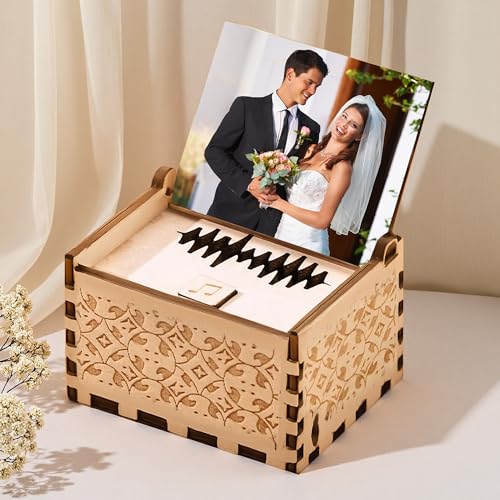 Caja de Música Personalizada con Foto y Música, Caja Musical de Madera Personalizable Regalo Personalizado único y Personalizable para él, su Hija, su Hijo en Navidad, cumpleaños o San Valentín