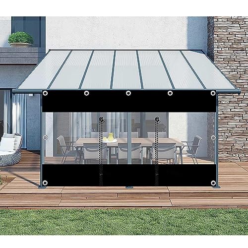 Gazebo da esterno, telone trasparente, impermeabile, in PVC, con cerniera e occhielli, per patio, pergola, portico, garage, garage e posto auto coperto, 5 x 3 m