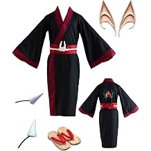 Adult Anime Cosplay Black Kimono Red Clogs Men's Suit Halloween Costume
