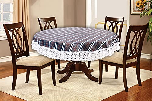 Image of The Furnishing Tree Round Shaped 4 Seater Table Cover WxL 60x60 inches with White Border lace