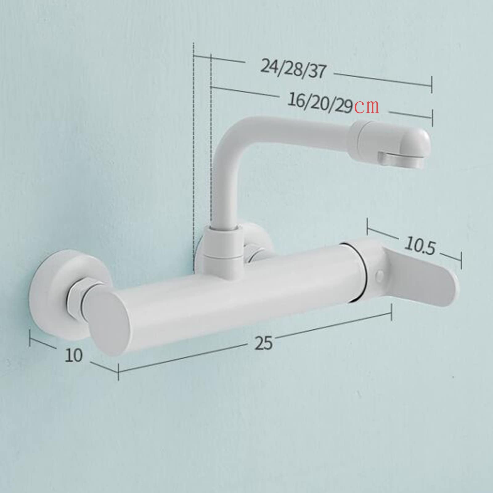 Grifo de Cocina montado en la Pared Grifos de Cocina Grifo de Fregadero de Cocina Giratorio de latón Blanco Grifo de Fregadero de Agua fría y Caliente - 20 cm (29 cm)