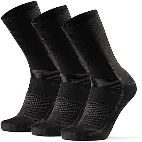 DANISH ENDURANCE 3 Pack Cycling Socks, Breathable Crew Bike Socks, Men & Women, Black, Large