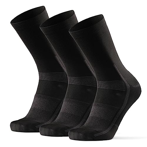 DANISH ENDURANCE 3 Pack Cycling Socks, Breathable Crew Bike Socks, Men & Women, Black, Large