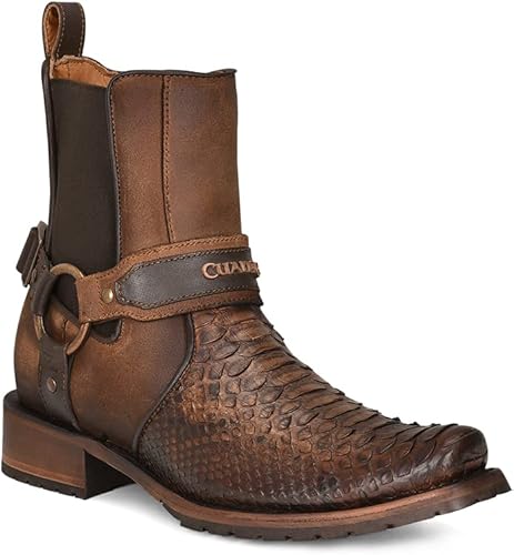 Miniatura 3 de Cuadra Botín para hombre en piel auténtica pitón marrón 1J2LPH