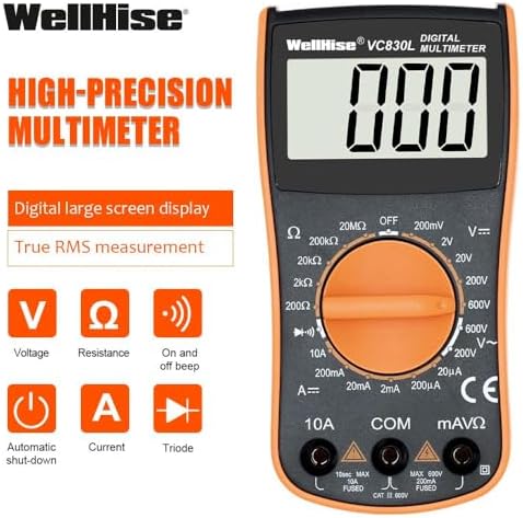 WellHise VC830L Ölçü Aleti Multimetre Avometre Büyük Ekran VC A+ Series - Görsel 2