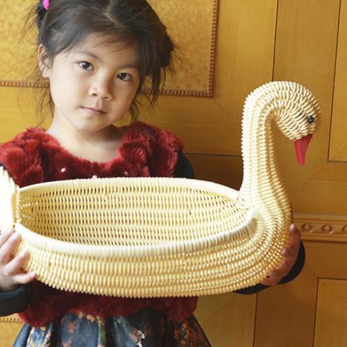 Cesta de frutas infantil beige en plástico con efecto ratán para baño 4