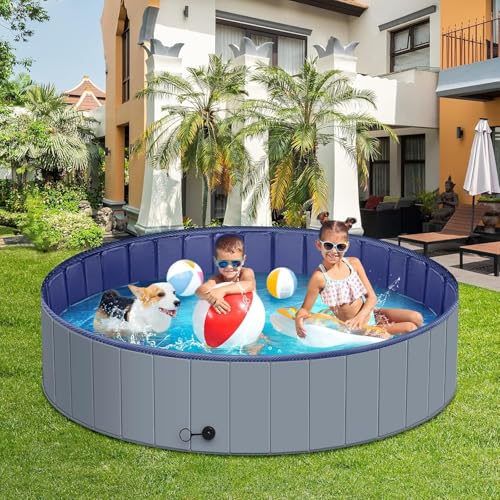 Dog Pool Foldable, Kiddie Pool Hard Plastic, Dog Tub for Large Dogs, Bathtub Portable for Dogs Slip-