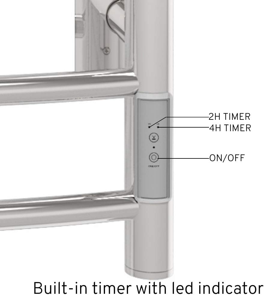 Flash Sale Buy 1 get 1 Odass | Towel Warmer with Timer | Built-in Timer with Led Indicators | 3 Timer Modes: ON/Off, 2 H, 4 H | Wall Mounted | 10 Curved Bars | (Chrome) Featured Product Odass | Towel Warmer with Timer | Built-in Timer with Led Indicators | 3 Timer Modes: ON/Off, 2 H, 4 H | Wall Mounted | 10 Curved Bars | (Chrome)