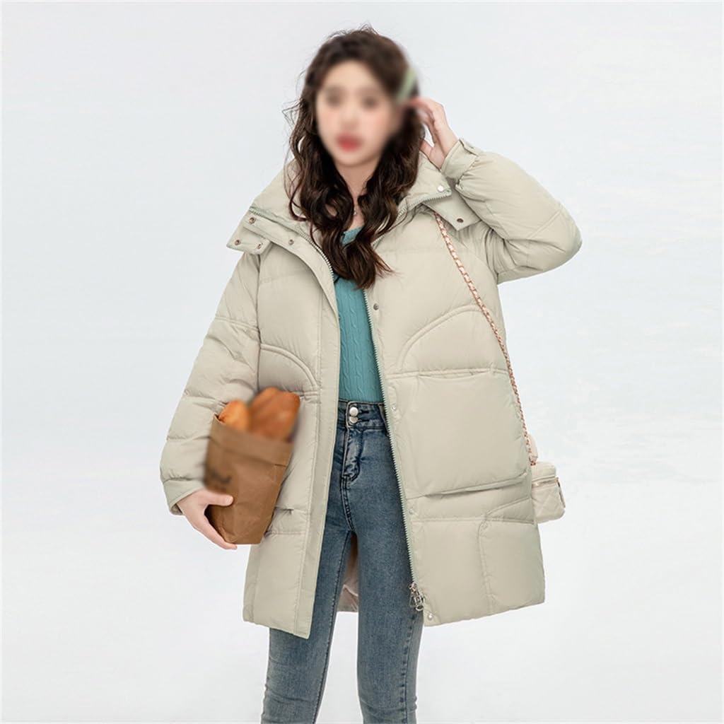Winter Women's Down Jacket Jacket White Duck Down Medium-length Korean Version