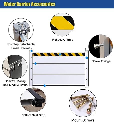 Reusable Flood Barriers for Home & Garage - Detachable Aluminum Flood Control Baffle, 40cm Length x 100cm Height Water Stopper for Front Door & Gates