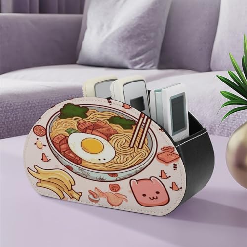 Support de télécommande multifonction Sweet Ramen en cuir synthétique à 5 compartiments