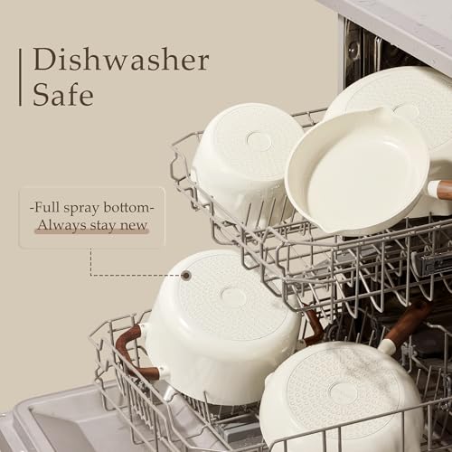 Image of CAROTE 21pcs Cookware Set Nonstick Pots and Pans Set, Ceramic Cookware Set Induction Cookware, Non toxic Healthy Non Stick Kitchen Cooking Set, PFAS PTFE Free, White