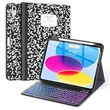 Supveco Keyboard Case for iPad (A16) 11th/10th Generation 11&10.9 Inch with Pencil Holder,7 Colors Backlit Wireless Detachable Folio Keyboard Cover for iPad 11th/10th Gen 2025/2022-Notebook