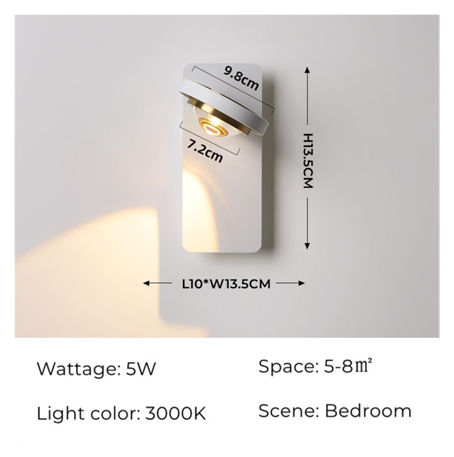 Prostota w stylu nordyckim LED kinkiet regulowana okrągła lampka nocna do sypialni salonu gabinet korytarz alejek Home Decor Ochrona Oczu I OszczęDzanie Energii(Grey-Rectangle)